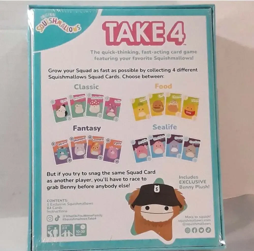 Squishmallows‎ Take 4 Card Game with Exclusive Benny Plush